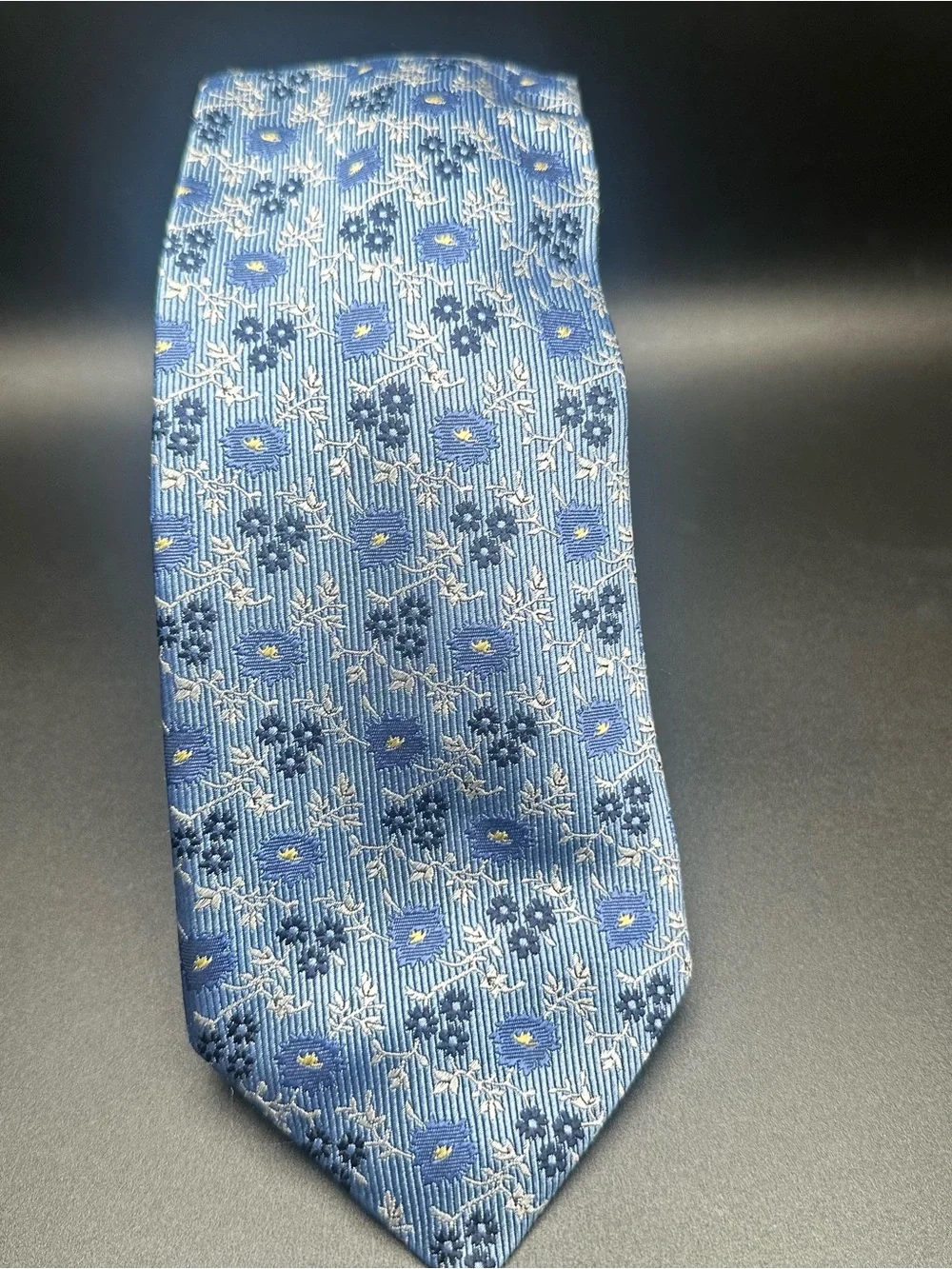 Bruno Piattelli — Periwinkle Blue Floral, Pure Silk, Extra Long